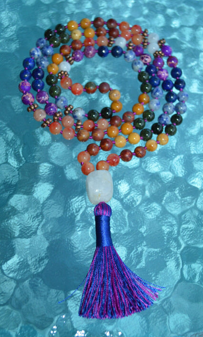 7 Chakra Mala Necklace | Hand-Knotted 108 Beads Spiritual Healing Jewelry | SATRANGI Collection